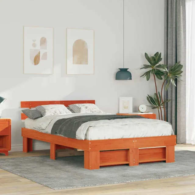 vidaXL Bedframe Wasbruin 120 x 190 cm Massief grenenhout