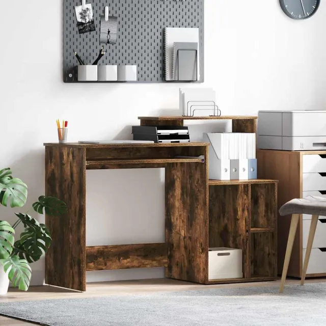 vidaXL Bureau Gerookt eiken 120,5 x 44 x 88,5 cm Bewerkt hout Bruin