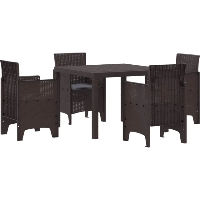 vidaXL Tuin Eetset 5 st Bruin Polypropyleen