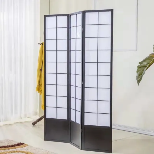 Fine Asianliving Japans Kamerscherm Shoji B135xH180cm Scheidingswand Zwart - Miura