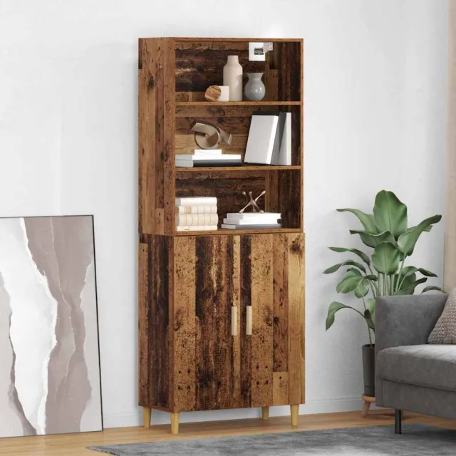 vidaXL Hoge kast Oud Hout 69,5 x 32,5 x 180 cm Bewerkt hout Bruin