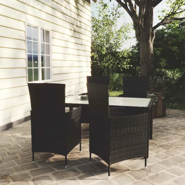 vidaXL 5-delige Tuinset met kussens poly rattan zwart, foto 2