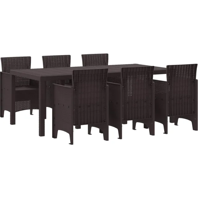 vidaXL Tuin eettafelset 7 st Bruin Polypropyleen