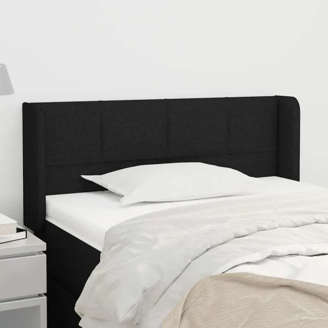vidaXL Hoofdbord met randen 103x16x78/88 cm stof zwart