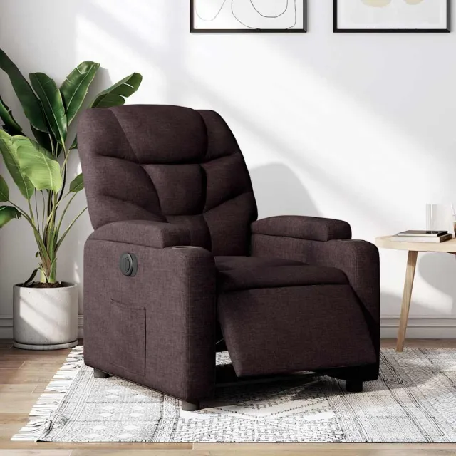 vidaXL Fauteuil verstelbaar elektrisch stof donkerbruin bruin