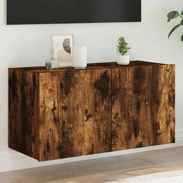 vidaXL Tv-wandmeubel met LED-verlichting 80x35x41 cm gerookt eiken Bruin