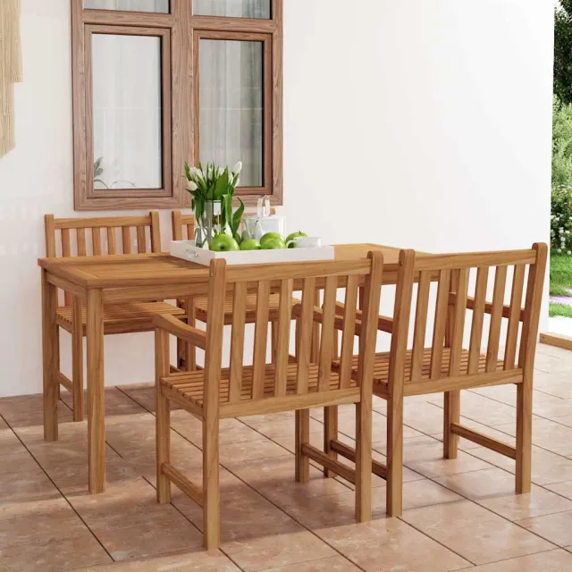 vidaXL 5-delige tuinset 160x80 cm massief teakhout bruin, foto 2