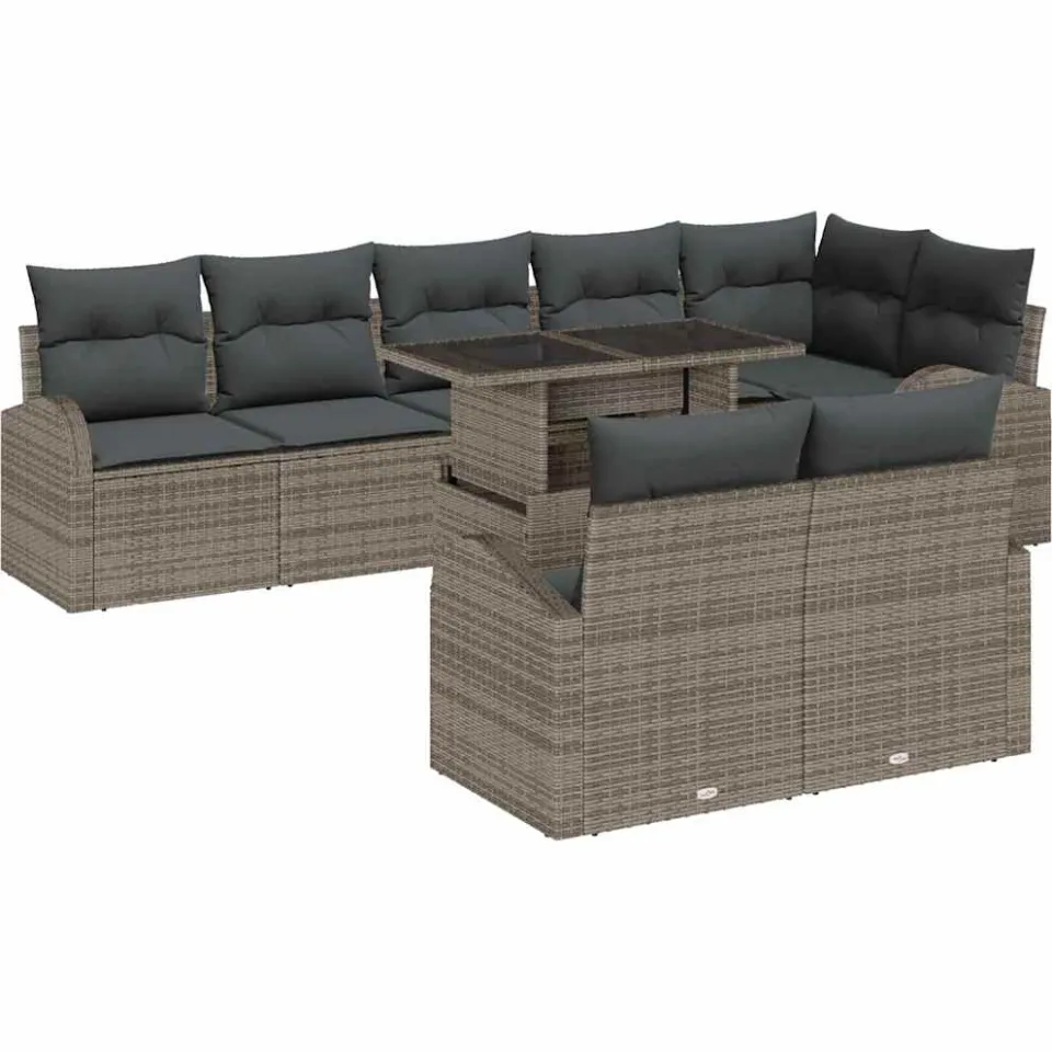 vidaXL Tuin Sofa Set 9 st Grijs Poly riet
