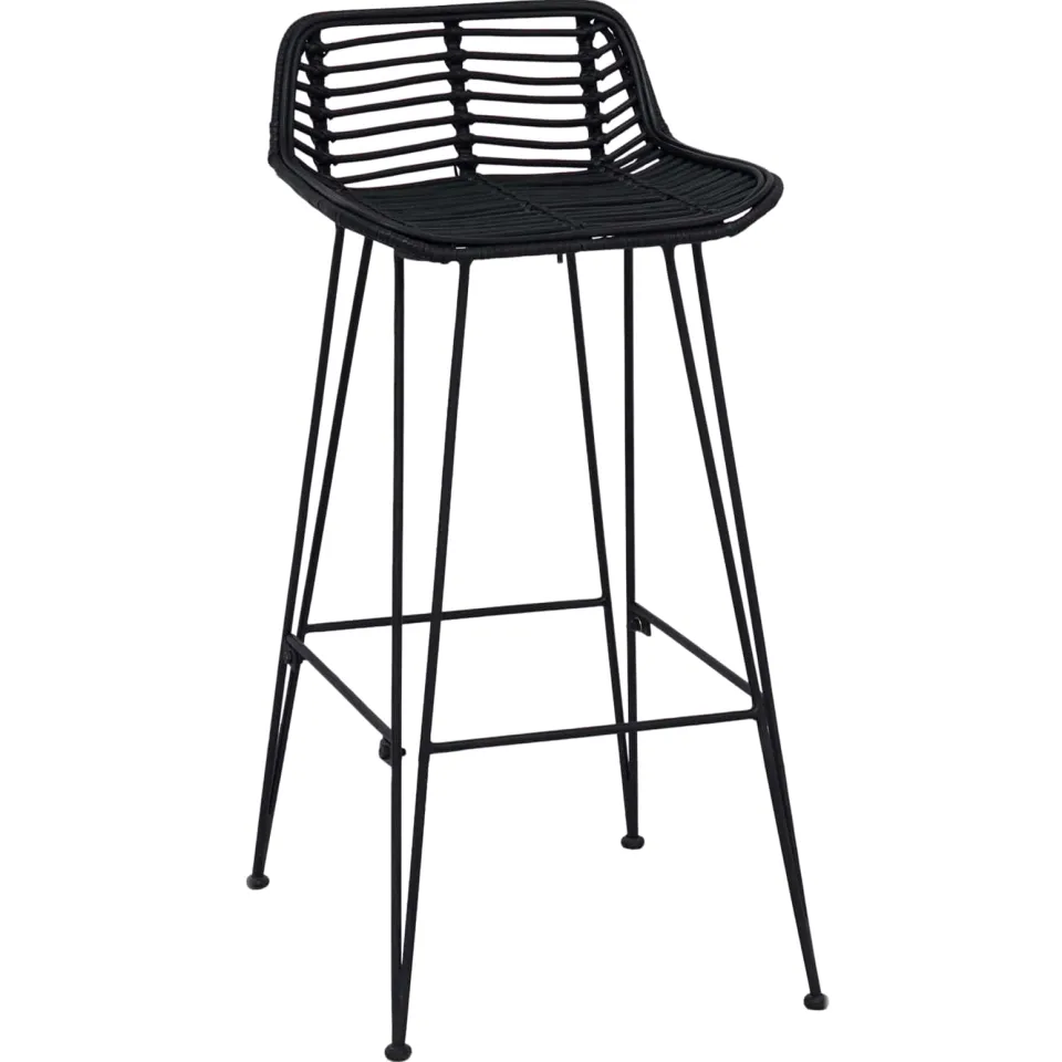 vidaXL Barkruk 2 st Zwart 44 x 46 x 91 cm Rattan en staal, foto 3