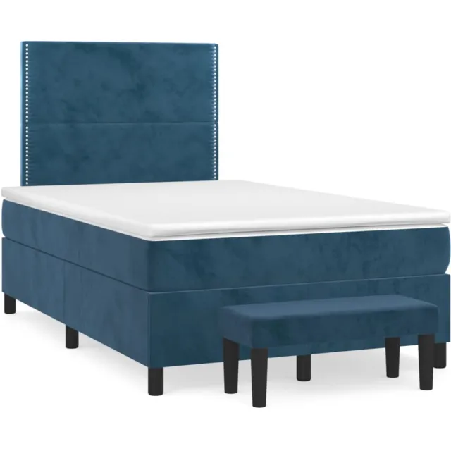 vidaXL Boxspring met matras fluweel donkerblauw 120x190 cm blauw