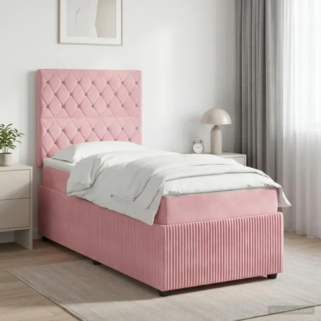 vidaXL Boxspringbed met matras met hoofdeinde Roze 80 x 200 cm Fluweel