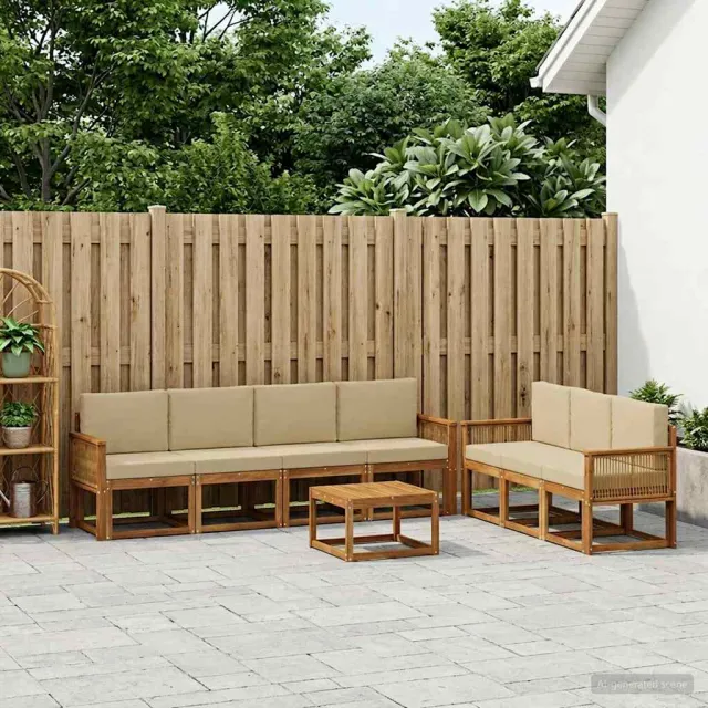 vidaXL Buiten bankenset 8 st 7-zits Natuurlijk en Beige