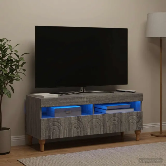 vidaXL LED tv-meubel ALKMAAR 100 x 35 x 43 cm Grijs Sonoma, foto 2