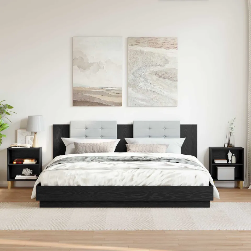 vidaXL Bed kast 2 st Zwart Eiken 40 x 30 x 50 cm Bewerkt hout, foto 4