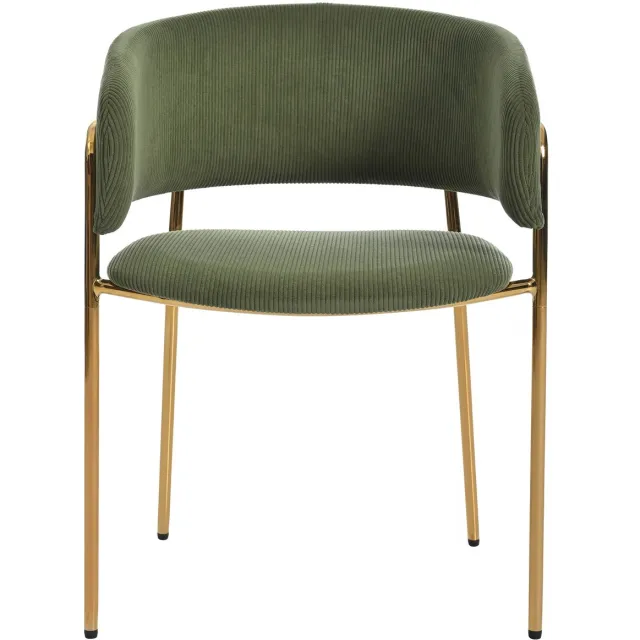 Welltin Eetkamerstoel - Set Van 6 - verstelbare voetjes en corduroy bekleding, ideaal voor woonkamer, open kantoorruimte en eetkamer - Groen