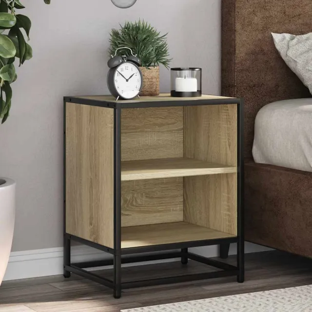 vidaXL Nachtkastjes 2st 40x31x50cm bewerkt hout en metaal sonoma eiken, foto 2