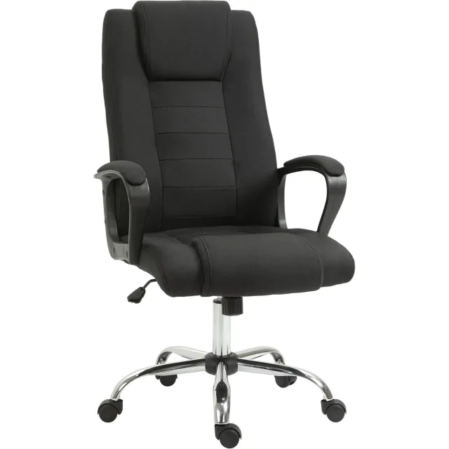 MUVANO Ergonomische bureaustoel - Stoffen bekleding - Hoge rugleuning met hoofdsteun - 62 x 76 x 110-119 cm - In hoogte verstelbaar - Voor kantoor en thuis zwart