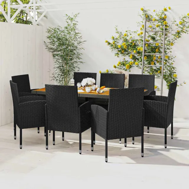 vidaXL 9-delige Tuinset poly rattan zwart, foto 2