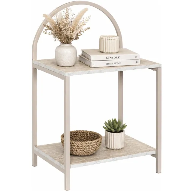 HOME DECO FACTORY Nachtkastje - wit - hout - 40 x 63 x 30 cm - natuurlijke look