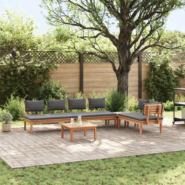 vidaXL Tuinbankenset 5 st Bruin en Grijs