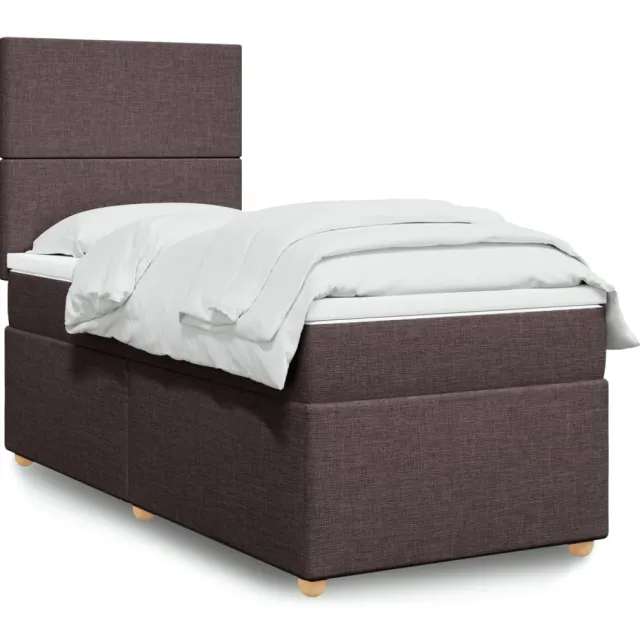 vidaXL Boxspring met matras stof donkerbruin 80x200 cm bruin