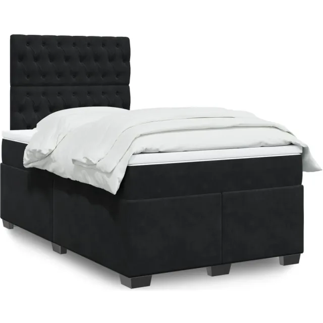 vidaXL Boxspring met matras fluweel zwart 120x200 cm