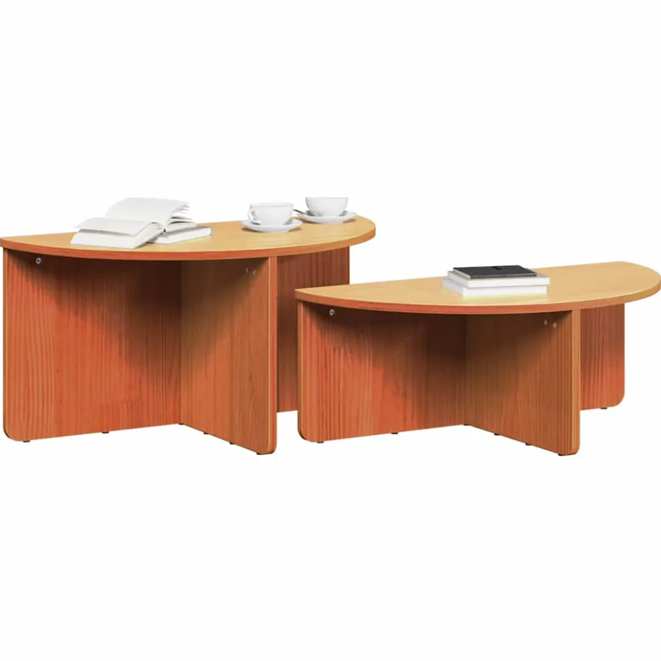 vidaXL Salontafel 2 st Wasbruin 79 x 39,5 x 40 cm Massief grenenhout