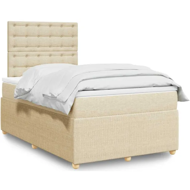 vidaXL Boxspring met matras stof crèmekleurig 120x190 cm