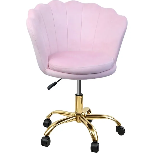 VILIMA Bureaustoel - Roze bureaustoel - Salonstoel - Fluweel zacht - Verstelbare hoogte - Optimaal comfort - 63x55x72 tot 83 cm