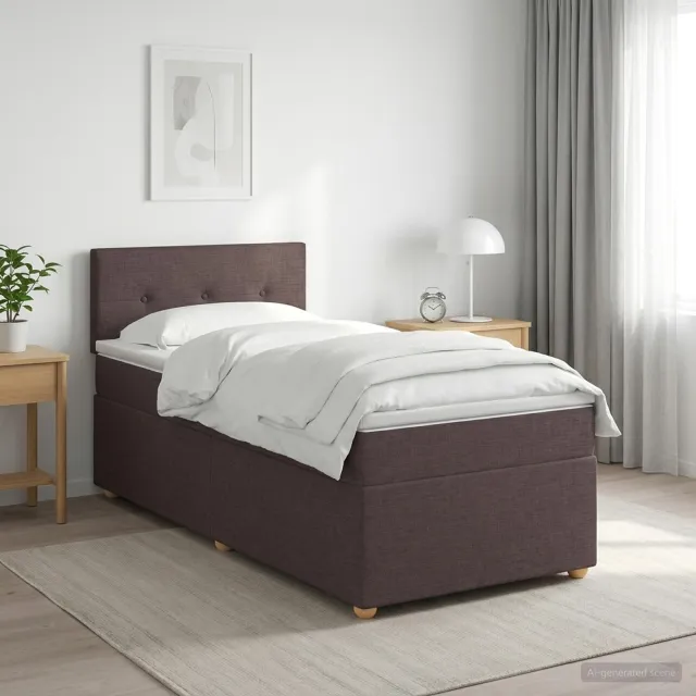 vidaXL Boxspringbed met matras Donkerbruin 90 x 200 cm Stof