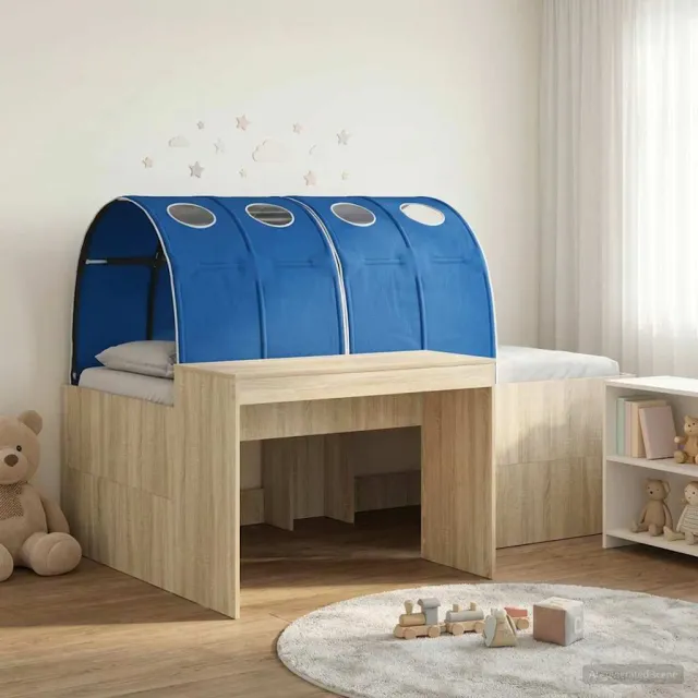 vidaXL Bedframe met tunnel 3 st Sonoma eiken en blauw 80 x 200 cm Bruin