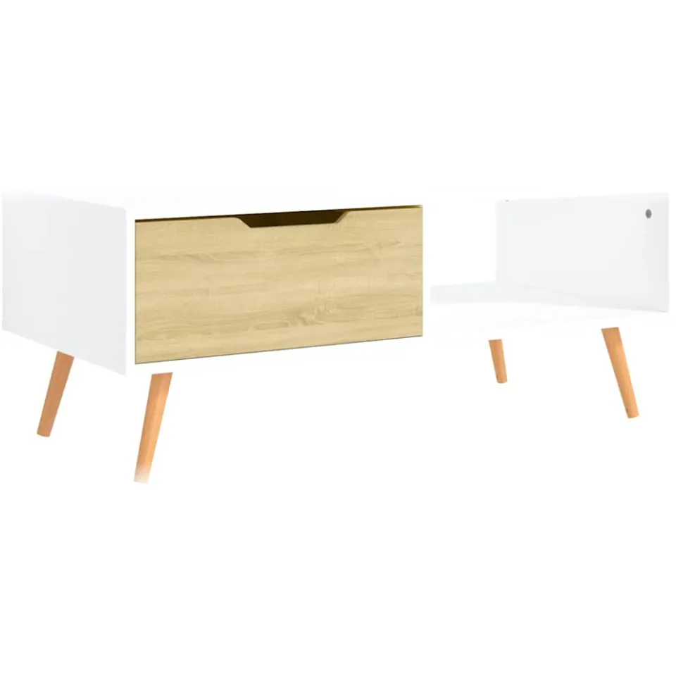 vidaXL Salontafel 100x49,5x43 cm bewerkt hout wit en sonoma eikenkleur, foto 4