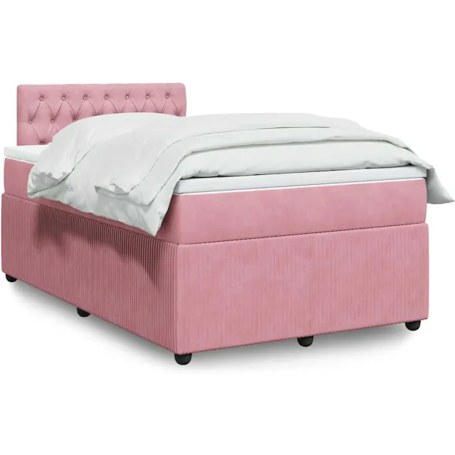 vidaXL Boxspring met matras fluweel roze 120x200 cm