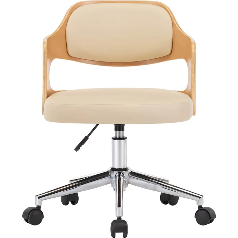 vidaXL Eetkamerstoelen draaibaar 2 st gebogen hout en kunstleer crème