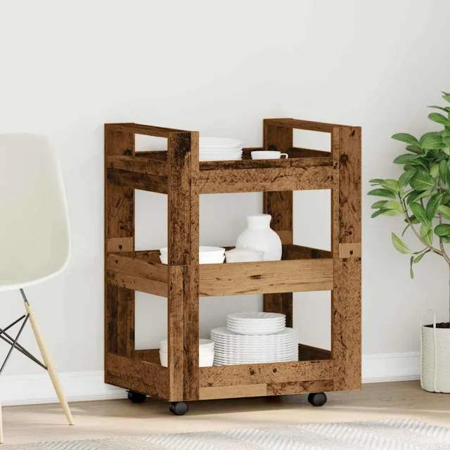 vidaXL Keuken Trolley Oud hout 60 x 45 x 80 cm Bewerkt hout Bruin