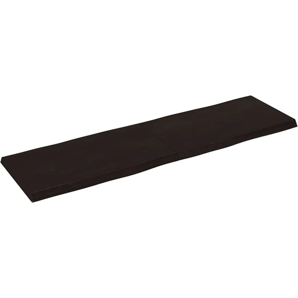 vidaXL Tafelblad natuurlijke rand 140x40x(2-4)cm eikenhout donkerbruin, foto 2