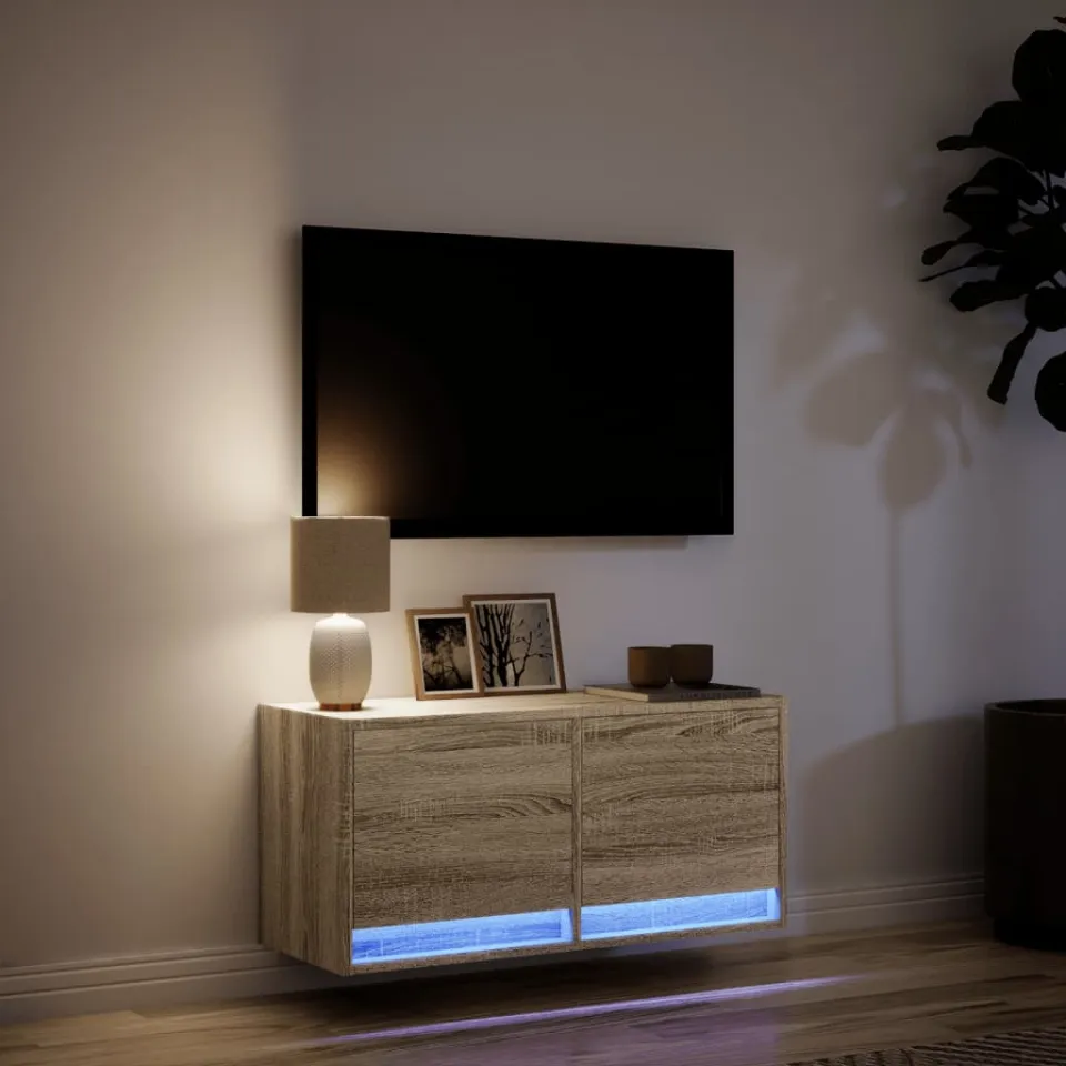 vidaXL Tv-wandmeubel met LED-verlichting 80x31x35 cm sonoma eikenkleur, foto 4