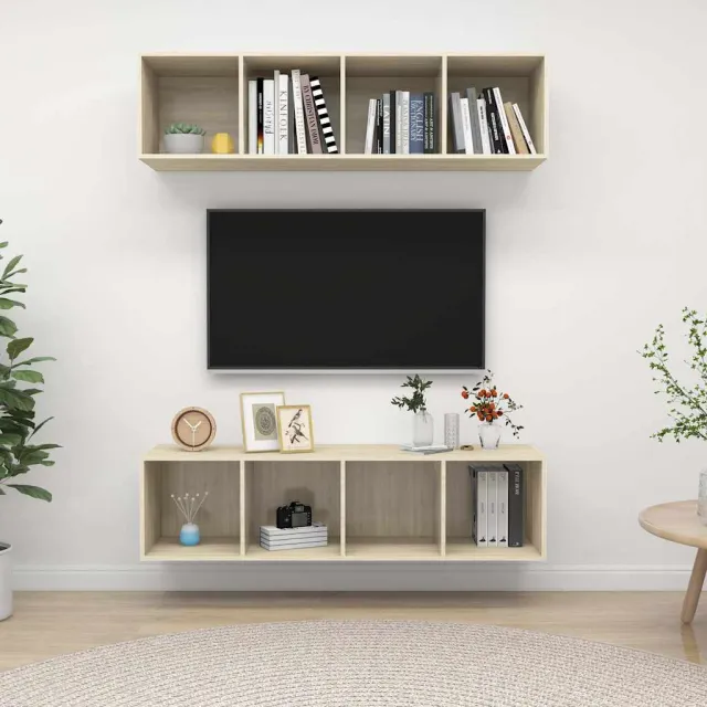 vidaXL Tv-wandmeubelen 2 st bewerkt hout sonoma eikenkleurig Bruin