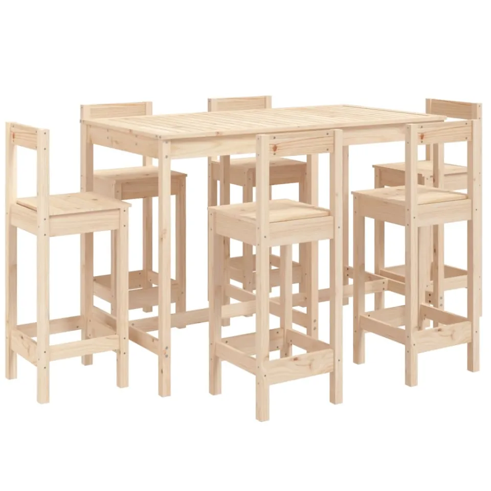 vidaXL 7-delige Barset massief grenenhout Bruin