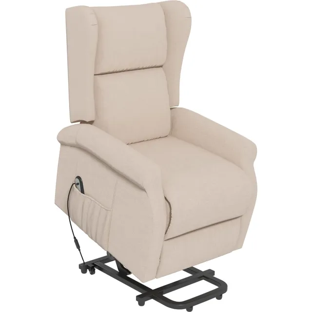 YYchan Relaxfauteuil - Elektrische Sta-op Stoel - Seniorenstoel met Opstahulp - Max. 200 kg - Comfortabel Stof - Crème Wit