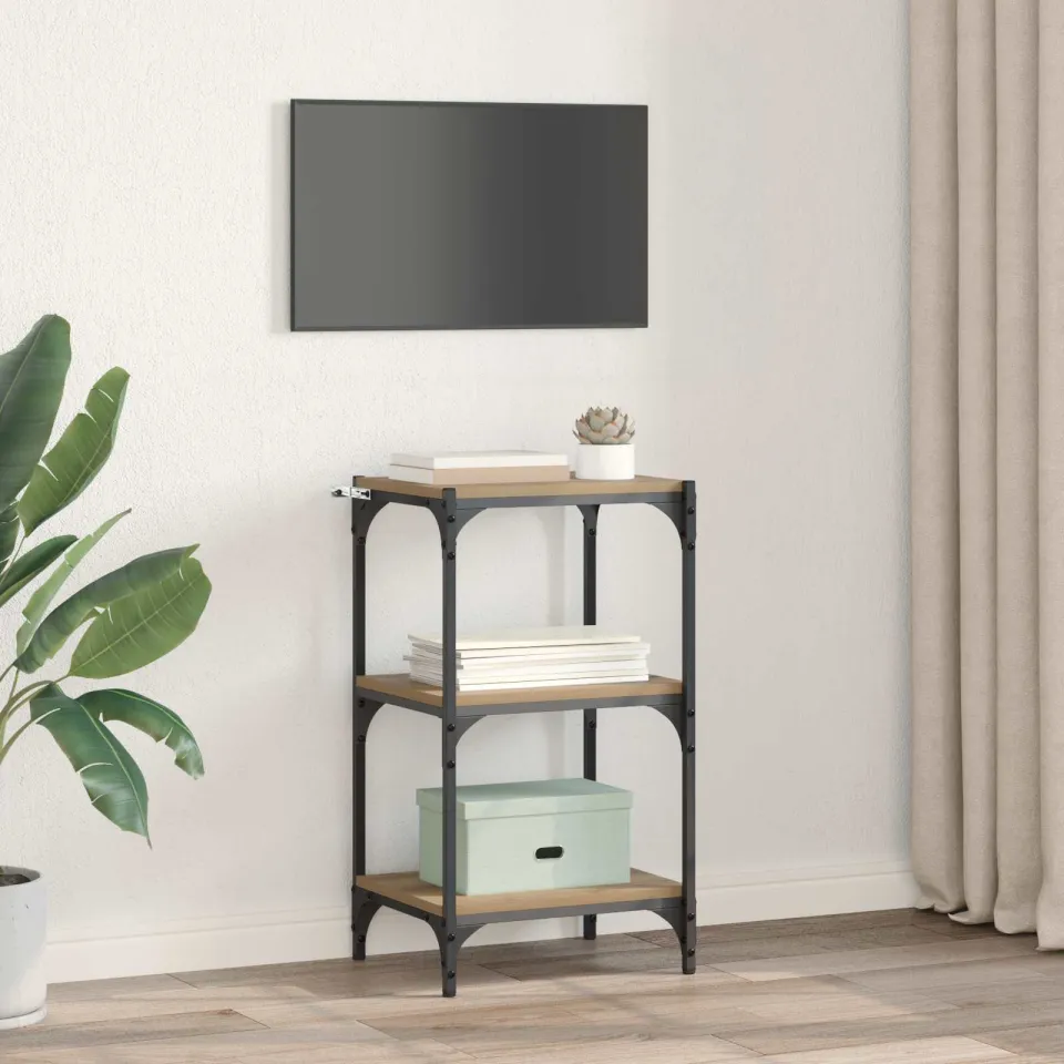 vidaXL Boekenkast 3-laags 40 x 33 x 70,5 cm Gemonteerd hout en ijzer bruin, foto 4