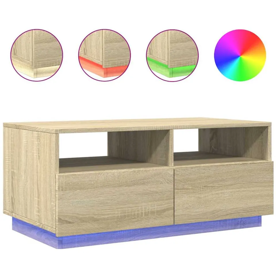 vidaXL Salontafel met LED-verlichting 90x49x40 cm sonoma eikenkleurig, foto 3