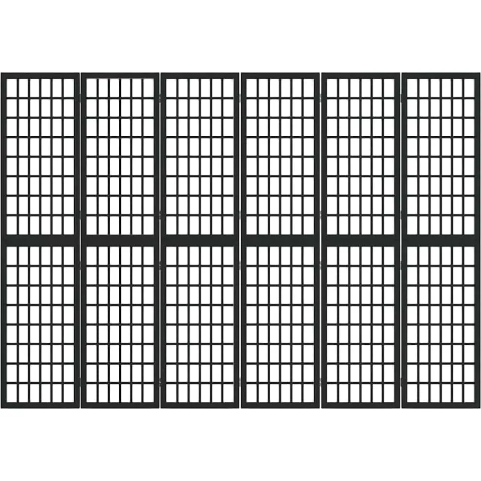 vidaXL Kamerscherm inklapbaar 6 panelen Japanse stijl 240x170 cm zwart