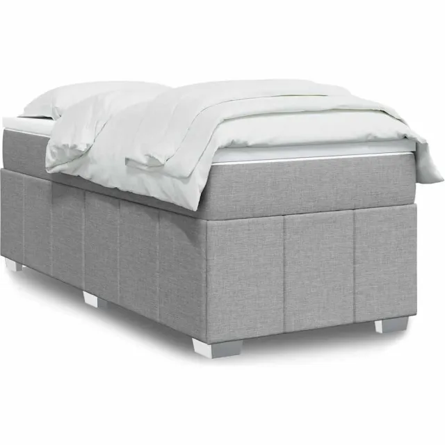 vidaXL Boxspring met matras stof lichtgrijs 100x200 cm grijs