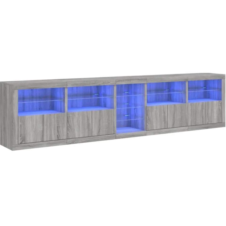vidaXL Dressoir met LED-verlichting 283x37x67 cm grijs sonoma eiken, foto 3