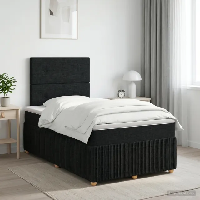 vidaXL Boxspringbed met matras met hoofdeinde Zwart 120 x 200 cm Stof