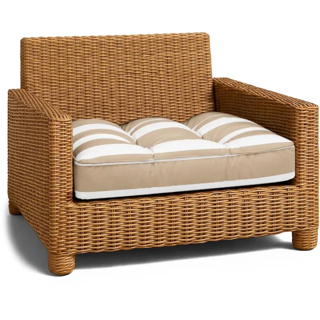Amazinggirl Kussen Lounge Tuinmeubelen - Zitkussen 70x70 cm Rug Rattan Ideaal voor balkon terras loungeset buiten comfort vulling dik duurzaam Wit-beige strepen