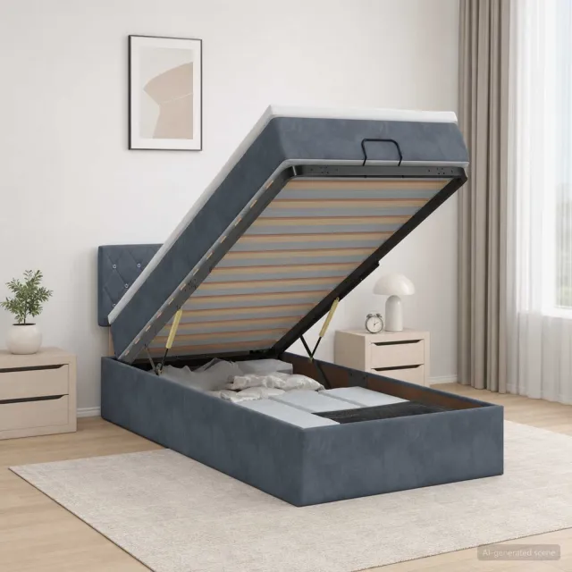 vidaXL Ottoman bed met matras Donkergrijs 100 x 200 cm Fluweel