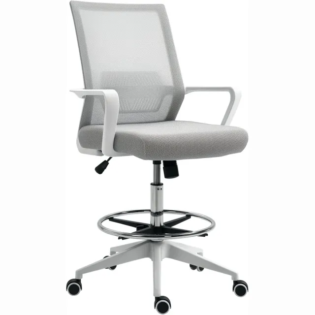 Vinsetto staande bureaustoel - stof - 64x59x124cm - grijs