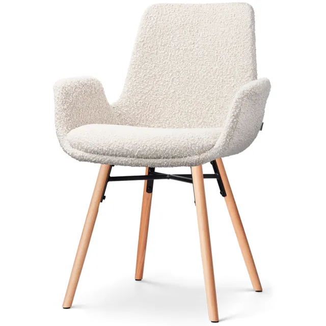 Nolon Nena-Eef eetkamerstoel bouclé beige - houten onderstel